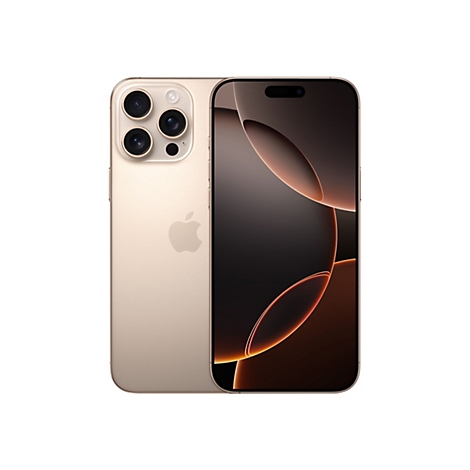 Goldfarbenes iPhone vor weißem Hintergrund, Vorder- und Rückseite gezeigt. Auf der Rückseite drei Kameraobjektive und das Apple-Logo.