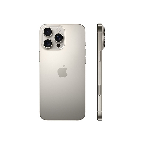 Beige Smartphone, RÃ¼ckseite und Profil, mit drei Kameras, Apple Logo, weiÃŸer Hintergrund.