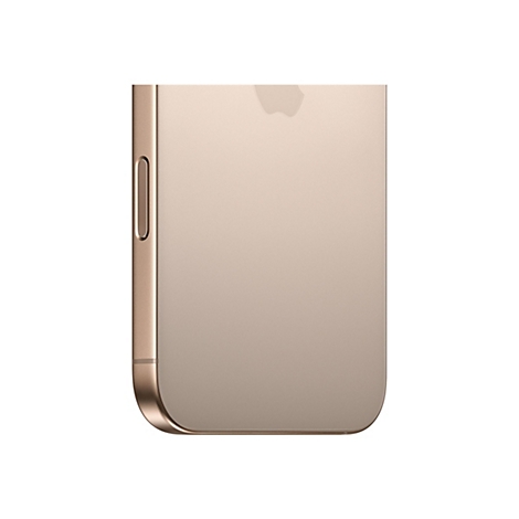 Nahaufnahme eines goldenen iPhones. Der Rahmen und die Rückseite sind sichtbar, mit dem Apple-Logo und der Lautstärketaste.