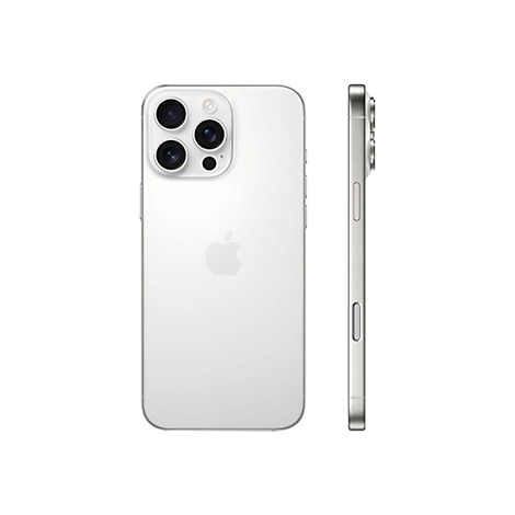 WeiÃŸes iPhone von hinten und der Seite, mit Kamera, Apple-Logo und KnÃ¶pfen.