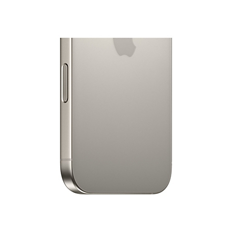 Nahaufnahme eines silberfarbenen iPhones. Auf der Rückseite ist das Apple-Logo erkennbar. An der Seite befinden sich Knöpfe.