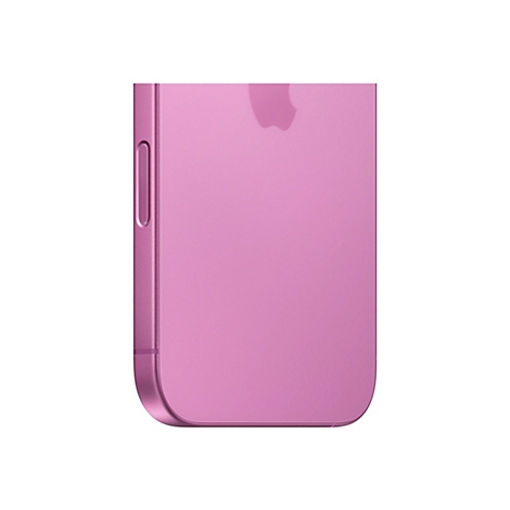 Gros plan d'un iPhone rose avec le logo Apple. Le coin arrondi est à gauche. Le téléphone a une finition lisse.