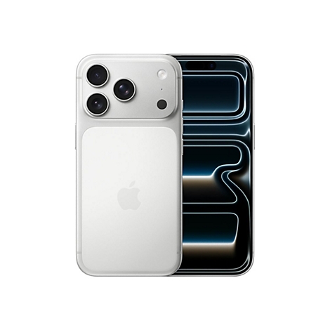 Ein weißes iPhone, Rückseite mit drei Kameras, Apfel-Logo. Das Display ist schwarz.