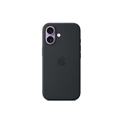 Coque de téléphone gris foncé pour smartphone avec le logo Apple. La caméra et le flash sont visibles en haut.