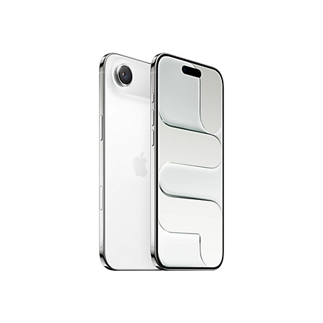 Ein weißes Apple iPhone von vorne und hinten vor einem weißen Hintergrund.