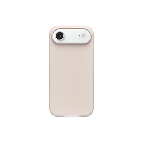 Coque de téléphone rose clair avec découpe pour appareil photo et logo Beats.