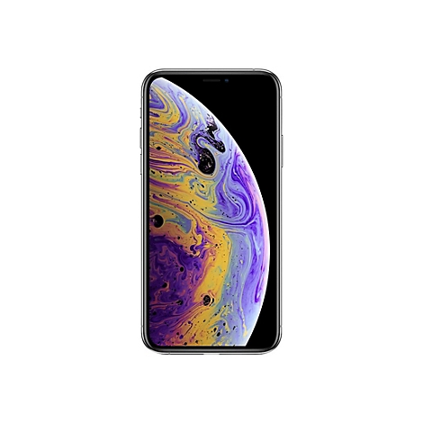Ein iPhone XS, auf dem ein farbenfrohes, abstraktes Design auf dem Bildschirm zu sehen ist.