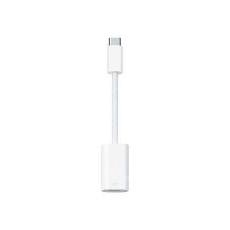 Weißes USB-C-auf-USB-Adapterkabel, geflochtenes Kabel, Stecker an beiden Enden. Hintergrung weiß.