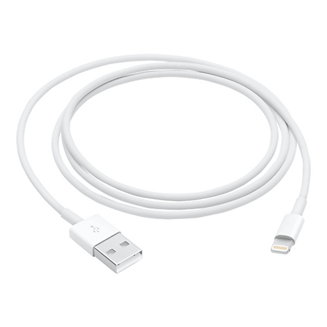 Weißes USB-auf-Lightning-Ladekabel, zu einer Spirale gewickelt vor weißem Hintergrund.