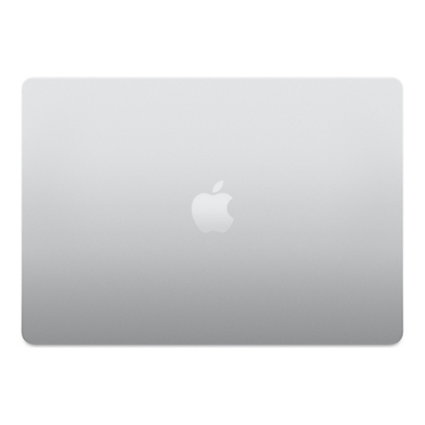 Grauer Laptop, Ansicht der RÃ¼ckseite. In der Mitte das Apple-Logo.