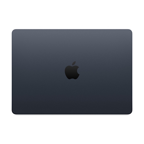 Dunkelgraues Apple MacBook, Ansicht der Rückseite mit Apple-Logo.