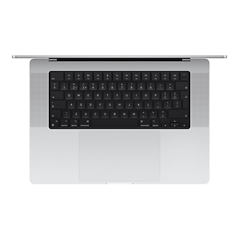 Draufsicht auf einen Laptop mit schwarzer Tastatur. Der Bildschirm ist leicht geÃ¶ffnet.