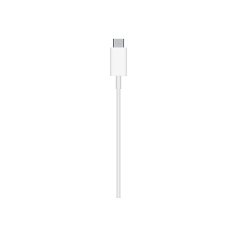 Câble USB-C blanc sur fond blanc.