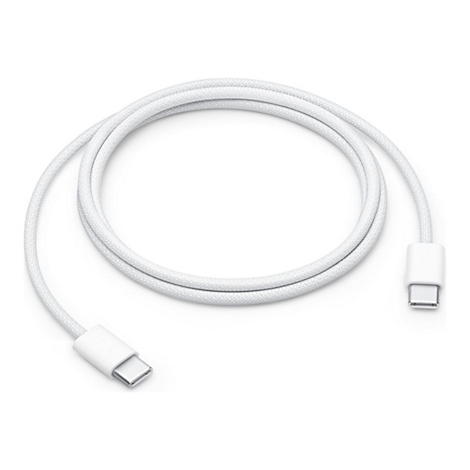 Câble USB-C blanc enroulé sur fond blanc. Connecteurs blancs visibles aux deux extrémités.