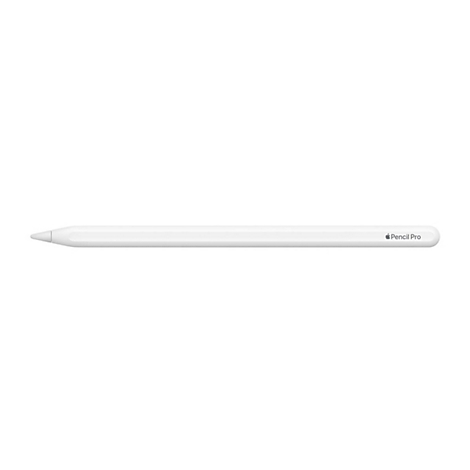 Apple Pencil Pro blanc sur fond blanc. “Pencil Pro” est écrit à la fin.
