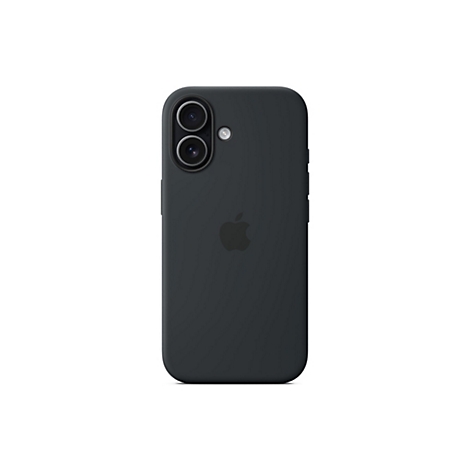 Rückseite eines schwarzen iPhones mit Schutzhülle, zwei vertikal angeordneten Kameras und dem Apple-Logo.