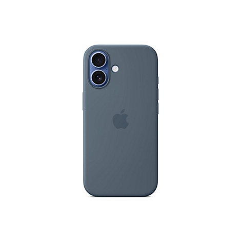 Dunkelgraue Handyhülle mit zwei Kameraobjektiven und Apple-Logo, vor weißem Hintergrund.