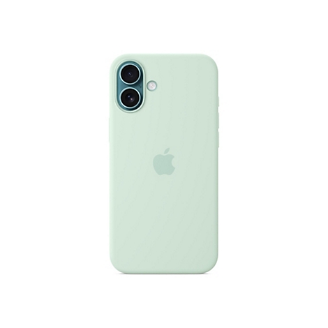 Hellgrüne Handyhülle mit zwei Kameraobjektiven und einem Apple-Logo.