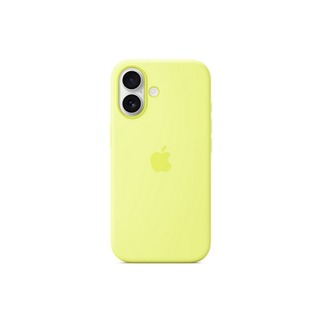 Gelbes Smartphone-Case mit zwei Kameraobjektiven und Apple-Logo, vor weißem Hintergrund.