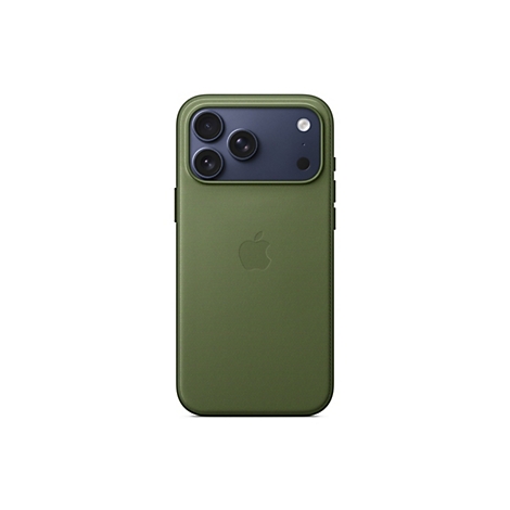Ein grünes iPhone-Gehäuse mit drei Kameras, einem Blitz und einem Apple-Logo.