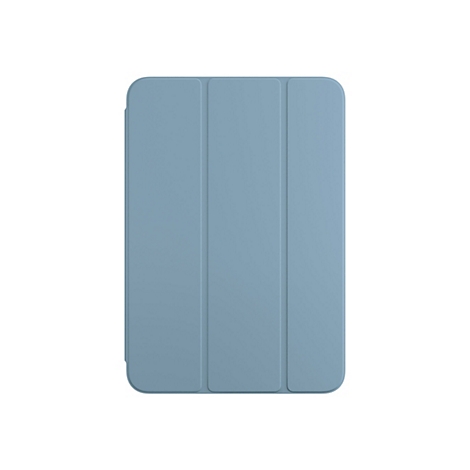 Housse de tablette bleu clair sur fond blanc. La housse est divisée en trois sections verticales.