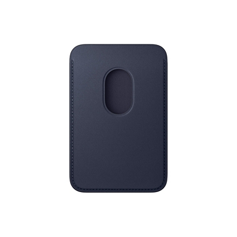 Dunkelblaue Kartenhülle mit ovalem Ausschnitt in der Mitte, weißer Hintergrund.