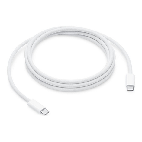 Weißes USB-C-Ladekabel in Ringform. An beiden Enden Stecker, strukturiertes Kabel.