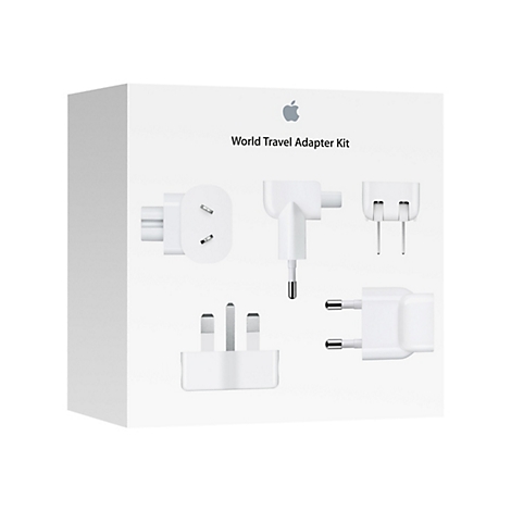 Kit d'adaptateurs de voyage mondial Apple blanc avec diffÃ©rents adaptateurs.