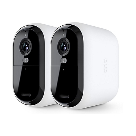 Zwei weiße Überwachungskameras, mit schwarzer Front und Logo "arlo".