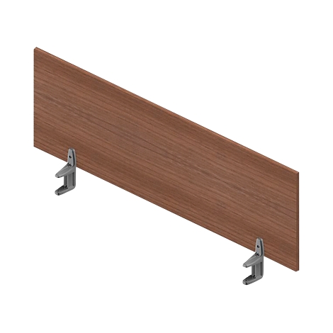 Brown wooden board with two metal brackets.