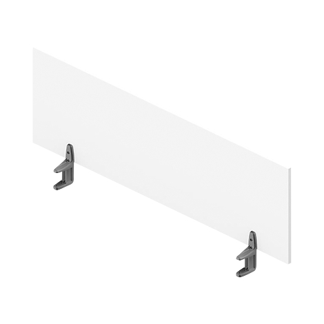 A white, oblong partition is supported by two gray brackets.