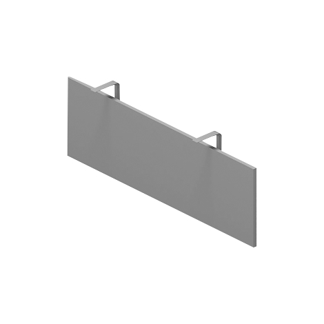 Gray wall with two metal brackets projecting from top to bottom.