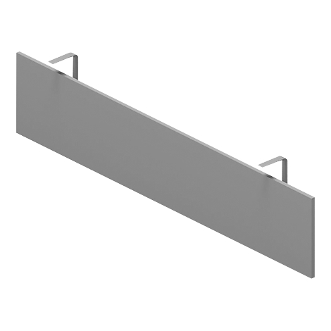 Gray rectangular panel with two hooks for hanging.