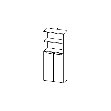 Armario archivador Agenda Home, 5 AA, An 800 x P 400 x Al 1970 mm, 2 compartimentos abiertos, con cerradura, grafito/roble