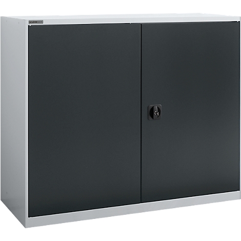 Armario con puerta batiente Schäfer Shop Select MS-i 12412, chapa de acero, An 1200 x F 400 x Al 1215 mm, 3 OH, aluminio blanco/gris antracita, hasta 150 kg 