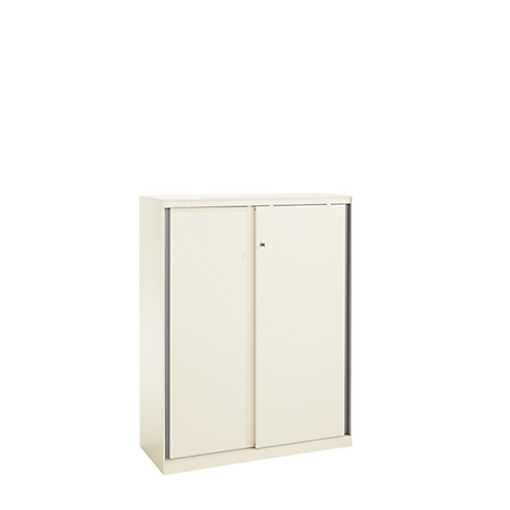Armario de puertas correderas, con cerradura, con tiradores de listón, acero, blanco RAL 9010, 950x1215, 3 AA