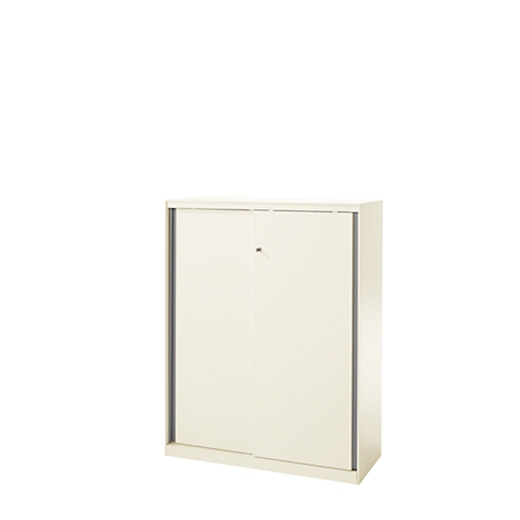 Armario de puertas correderas, con cerradura, con tiradores de listón, acero, blanco RAL 9010, 950x1215, 3 AA