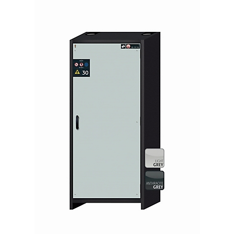 Armario de seguridad tipo 30 asecos Q-CLASSIC-30, puerta batiente, bisagra a la derecha, frontal gris luminoso, An 864 x P 620 x Al 1947 mm