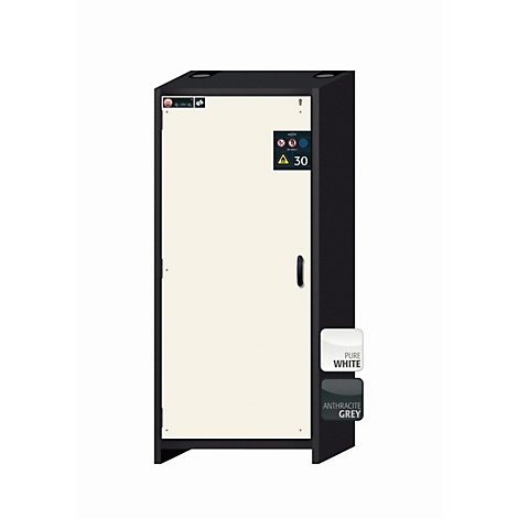 Armario de seguridad tipo 30 asecos Q-CLASSIC-30, puerta batiente, bisagra a la izquierda, frontal blanco puro, An 864 x P 620 x Al 1947 mm