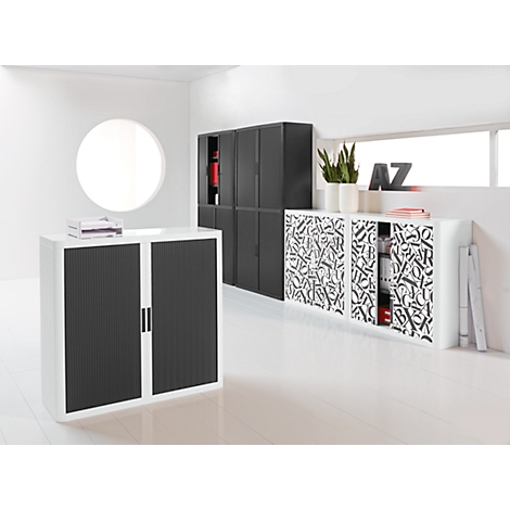 Armoire A Rideau Coulissant Avec 4 Etageres En Metal H 2040 Mm