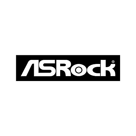 ASRock Logo in weißer Schrift auf schwarzem Hintergrund.