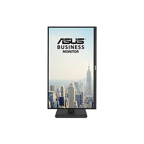 Hochformatiger ASUS Business Monitor mit New Yorker Skyline-Motiv auf dem Bildschirm.