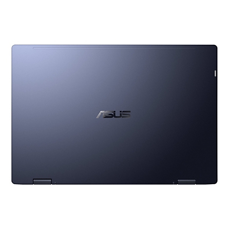 Dunkelblauer Laptop, von oben gesehen, mit ASUS-Logo.