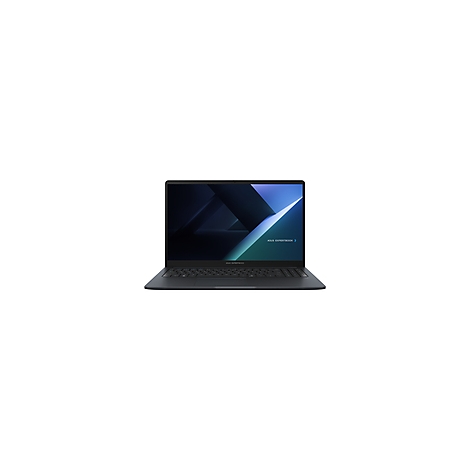 Dunkelgraues Laptop vor blau-schwarzem Hintergrund. Display mit Schriftzug "ASUS Zenbook".