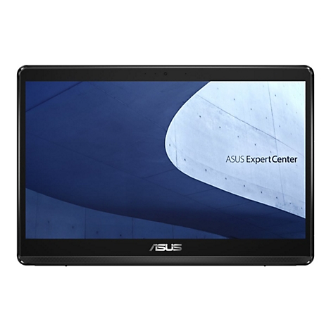Schwarzes Tablet mit ASUS Logo. Display mit blau-grauer Grafik und Schriftzug ASUS ExpertCenter.