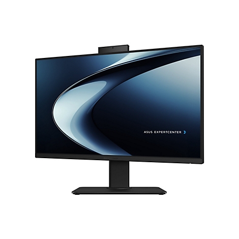 Schwarzer Asus ExpertCenter Monitor mit Webcam am oberen Rand vor weißem Hintergrund.