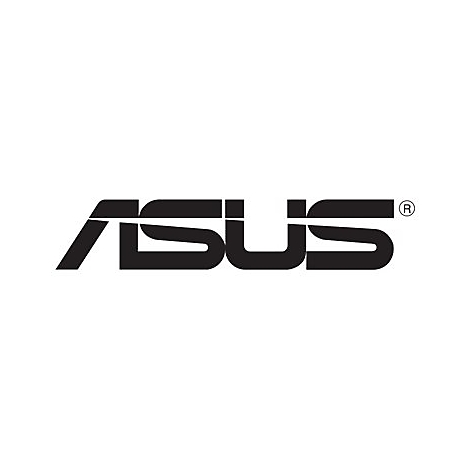 Logo des Unternehmens ASUS, schwarze Schrift auf weißem Hintergrund.