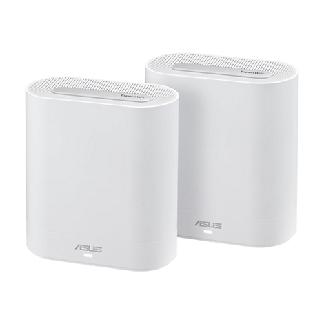 Zwei weiÃŸe, ovale WLAN-Router mit der Aufschrift ASUS.