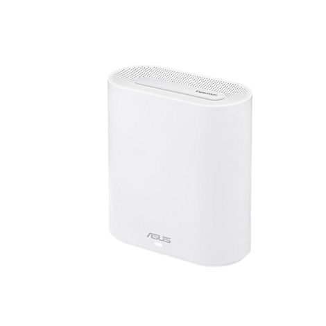 WeiÃŸer, rechteckiger ASUS Router. Oben mit Perforierung. Unten ist das ASUS Logo. Auf hellem Hintergrund.
