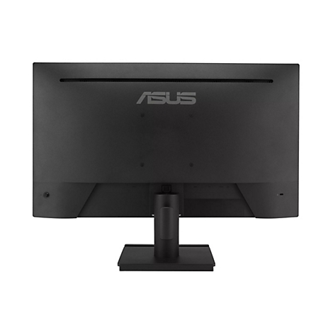 Vue arrière d'un moniteur ASUS noir avec support. Le logo ASUS est clairement visible.